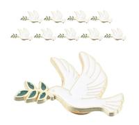 Broche Paix 10 Pièces, Métal Émaillé Blanc Élégante | Rameau D’olivier et Finition Polie, Style Rétro pour Occasions Spéciales et Usage Quotidien, Lot de 10