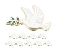 Broche Paix en Alliage de Zinc, Lot de 10 Pièces | Accessoire Polyvalent, Blanc, Revers Orné D'un Oiseau la Paix et D'un Rameau D'olivier, pour Femmes