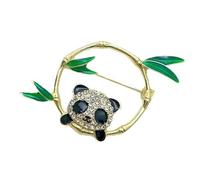Broche panda et bambou pratique et robuste en alliage avec des styles orientaux modernes pour les femmes à la mode, usage quotidien, vêtements décontractés, bijoux de style chinois