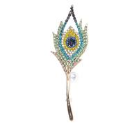 Broche paon à fermoir sécurisé - Accessoire de vêtements - Beau badge plumage - Texture en alliage - Convient pour les tenues - Polyvalence - Broche en alliage, taille unique, Comme décrit