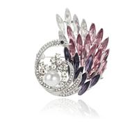 Broche Paon Dégradé Femme Animal Poitrine Fleur Costume Accessoire pour Fête Quotidienne Rencontre Mariage, Pierre Verre Pierre Émail Verre, Zircone cubique Agate Obsidienne
