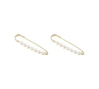 Broche Paowsietiviity Épingle à nourrice de luxe avec fausses perles pour écharpe, robe, hijab, 7x1.8cm, Plastique Blanc