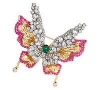 Broche papillon avec strass en cristal - Design double couche - En alliage - Pour un usage quotidien - Élégante broche en cristal, taille unique, Comme décrit