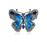 Broche papillon avec strass en cristal, élégante broche papillon bleu, broche tendance exquise en forme d'animal en cristal, accessoires de robe, bijoux cadeau pour femme, décoration quotidienne