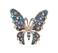 Broche Papillon Bleu Ciel - Strass Et émaillée - Insectes - Belle qualité de finition - Epingle - élégant - Cadeau d'anniversaire de Femmes Filles - Fournitures de Fête de Mariage - Noël