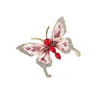 Broche papillon colorée avec strass et perles de cristal - Pour corsages, vêtements, robes, fêtes, bijoux pour femme, Métal, Pas de gemme