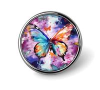 Broche papillon colorée pour homme, style urbain italien, joli badge en émail, en alliage d'aluminium, pour chapeaux, chemises, sacs, vestes et accessoires (boutons ronds de 2,5 cm)