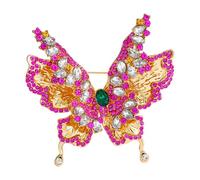 Broche papillon créative en strass à deux couches avec clip arrière sécurisé pour soirée, accessoires quotidiens, badge papillon double couche, One Size, Comme décrit
