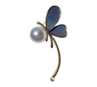 Broche papillon, décoration de perles, silhouettes contemporaines de gouttes d'eau, artisanat en alliage pour tenues élégantes, broche papillon perle, Einheitsgröße, comme décrit