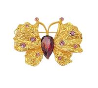 Broche papillon dorée tendance élégante en alliage texturé pour femmes pull et manteau accessoires broche pour femme, taille unique, Comme décrit