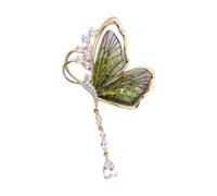 Broche papillon en alliage avec détails décoratifs suspendus pour manteaux, écharpes, robes et sacs, ornement de vêtements, bijoux, accessoire de voyage, One Size, Comme décrit