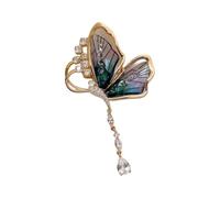 Broche papillon en alliage avec détails décoratifs suspendus pour manteaux, écharpes, robes et sacs, ornement de vêtements, bijoux, accessoire de voyage, One Size, Comme décrit