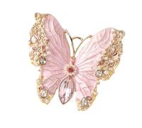 Broche papillon en cristal tendance en alliage émaillé robuste pour fournitures de fête, robes et tenues élégantes, taille unique, Comme décrit
