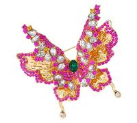 Broche papillon en strass créative à deux couches avec clip arrière sécurisé pour soirée, accessoires quotidiens, broche élégante en cristal, taille unique, Comme décrit