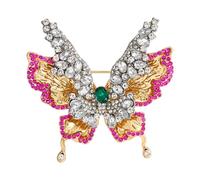 Broche papillon en strass créative à deux couches avec clip arrière sécurisé pour soirée, accessoires quotidiens, broche élégante en cristal, taille unique, Comme décrit
