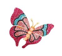 Broche papillon en strass en cristal - Tendance - Pour soirée - Accessoire de vêtements - Bijoux tendance - Cadeau, taille unique, Comme décrit