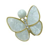 Broche papillon en strass et perles pour femme - Décoration de vêtements pour écharpes - Bijoux pour costumes et écharpes - Broche papillon dorée