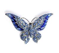 Broche papillon en strass pour femmes et filles - Tendance - Exquise - Grand cristal bleu impératrice monarque - Épinglettes ailées - Accessoires de robe élégants - Cadeau de mariage, de Noël