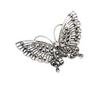 Broche papillon en strass tendance faite à la main en alliage pour femmes, occasions festives, tenues de soirée, broche vintage en alliage avec cristaux, One Size, Comme décrit
