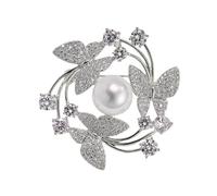 Broche papillon et fleur à la mode avec perles décorées en alliage pour les occasions spéciales, taille unique, Comme décrit