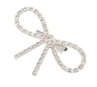 Broche papillon fabriquée avec précision avec bordure synthétique en diamant et nœud en perles au centre pour se fondre parfaitement avec les agrafes de garde-robe (argenté)