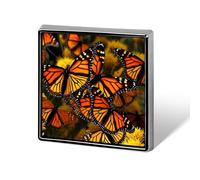 Broche papillon monarque carrée en métal émaillé, idéale pour sac à dos ou vêtements - Cadeau nature