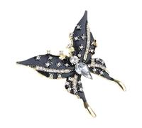 Broche papillon noire à la mode avec strass - Broche élégante - Convient pour les femmes - Élégante - Broche vintage