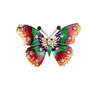 Broche Papillon Orangé Et Vert - Strass Et émaillée - Insectes - Belle qualité de finition - Epingle - élégant - Cadeau d'anniversaire de Femmes Filles - Fournitures de Fête de Mariage - Noël
