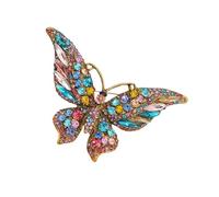 Broche papillon ornée de cristaux Finition émaillée Accessoire de mode polyvalent idéal pour les occasions spéciales Broche de vintage