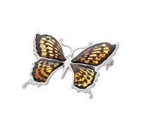 Broche papillon pour femme en argent sterling 925 poli avec ambre de la Baltique couleur cerise, Argent sterling, Ambre