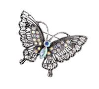Broche papillon rétro en alliage robuste avec cristaux - Accessoire pour fête des mères, anniversaire, fête, décoration de robe - Broche papillon en strass, taille unique, Comme décrit