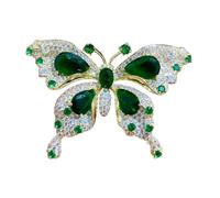 Broche papillon verte en strass pour femme - Broche en forme d'aile en cristal transparent - Accessoires de col - Accessoires de robe - Décoration de bijoux - Cadeau pour Noël et Halloween, 5.67cm,