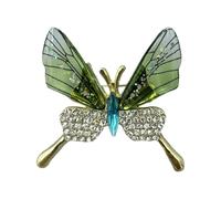 Broche papillon vintage de style chinois avec cristaux pour chemisiers, manteaux, écharpes, événements formels, bijoux papillon uniques pour femme, One Size, Comme décrit