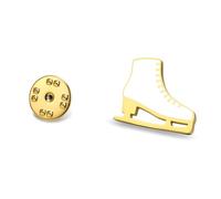 Broche patin à glace pour femme et adolescente en acier inoxydable pour patinage artistique accessoire de bijoux pour badge tissu sac à dos chapeau (doré)