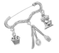 Broche Pâtissier en Alliage de Zinc Argenté, Épingle Décorative Délicate | Présent Boulanger, Bijoux pour Femmes, Accessoires de Décation de Pâtisserie, Idée Présent la Cuisine