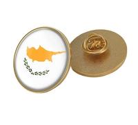 Broche Patriotique Avec Drapeau Chypriote - Broche Fantaisie En Cristal Imprimé Drapeau Rétro, Accessoire De Badge De Cravate Géométrique Créatif Rond