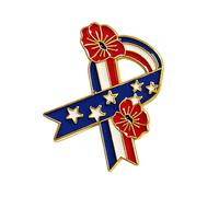 Broche patriotique en alliage avec détail de fleur et de ruban, ornement de broche de Corsage de mode pour l ' affichage festif du patriotisme patriotique