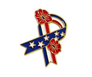 Broche patriotique en alliage avec détail de fleur et de ruban, ornement de broche de Corsage de mode pour l ' affichage festif du patriotisme patriotique