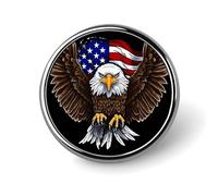 Broche patriotique en forme d'aigle avec drapeau américain pour homme, motif papillon, en émail, en alliage d'aluminium, pour chapeaux, chemises, sacs, vestes et accessoires (bouton rond de 2,5 cm).