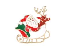 Broche Père Noël en alliage métallique avec dos d'épingle, parfaite pour une tenue festive et un cadeau de vacances, taille unique, Comme décrit