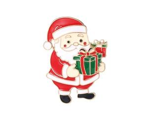 Broche Père Noël en alliage métallique avec dos d'épingle, parfaite pour une tenue festive et un cadeau de Noël robuste, taille unique, Comme décrit