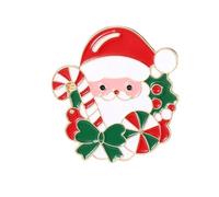 Broche Père Noël en alliage métallique avec dos épingle pour une tenue festive et un cadeau convivial, taille unique, Comme décrit