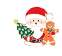 Broche Père Noël en alliage métallique avec dos épingle pour une tenue festive et un cadeau convivial, taille unique, Comme décrit