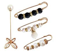 Broche Perle,4 Pièces Mode Broche de Perle Simulée Broche Perle Femme Épingle à Châle de Pull Broche Clips pour la Fixation de Pull, Châles et Robes