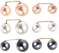 Broche Perle Simulée de la Mode,6 Pièces Épingle à Châle de Pull, Double Tête Broches en Fausse Perle,Epingles de Sûreté pour les Femmes (3 Couleurs)