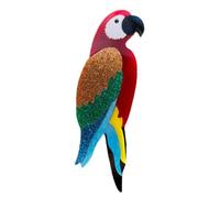 Broche perroquet en acrylique pailleté - Ara écarlate - Thème de la forêt - Thème tropical - 6,3 cm de haut - L - Acrylique - Sans pierre précieuse, L, Acrylique, Sans pierre précieuse