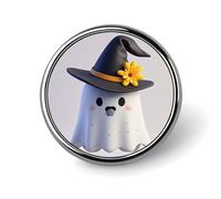 Broche personnalisée en alliage d'aluminium, style chapeau de sorcière fantôme, 2,5 cm (1 pouce), idéale pour décorer sacs à dos, chapeaux, costumes et vestes.