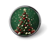 Broche personnalisée ronde en forme de sapin de Noël (2,5 cm), style vintage, idéale pour décorer sacs, chapeaux, vestes, sacs à dos, costumes, chemises, vêtements, bijoux et collections. Cadeau parf