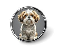 Broche personnalisée Shih Tzu (2,5 cm) - Épingle vintage pour collier, sacs, chapeaux, vestes, sacs à dos, costumes, chemises, vêtements, bijoux, collection, cadeau pour femmes et hommes - Ronde