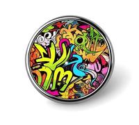 Broche personnalisée style graffiti (1 pouce), insigne vintage pour sacs, chapeaux, vestes, sacs à dos, costumes, chemises, vêtements, bijoux, collection, cadeau pour femmes et hommes - Ronde